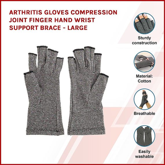 Arthritis Gloves Compression Joint Finger Hand Wrist Support Brace – Large