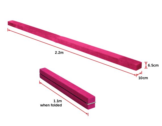 2.2m Gymnastics Folding Balance Beam Synthetic Suede – Pink