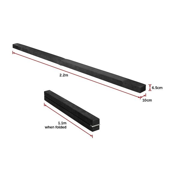 2.2m Gymnastics Folding Balance Beam Synthetic Suede – Black