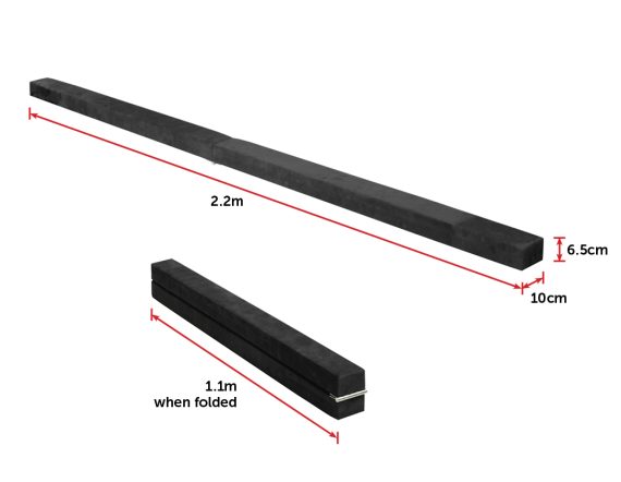 2.2m Gymnastics Folding Balance Beam Synthetic Suede – Black