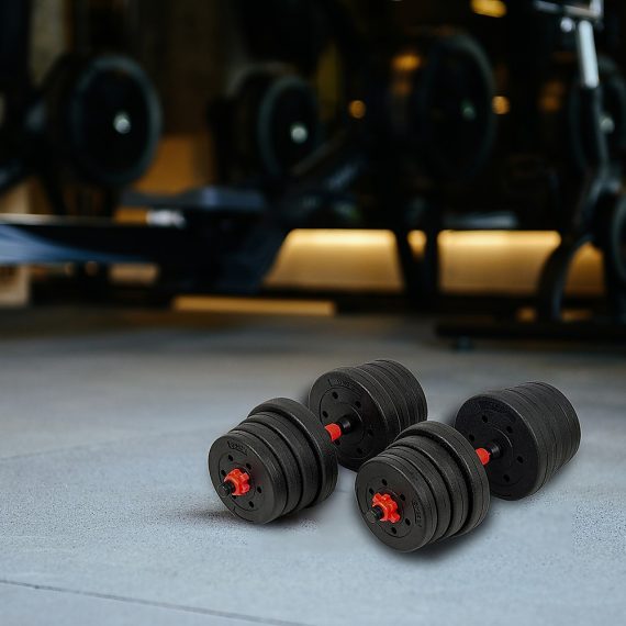 Adjustable Rubber Dumbbell Set Barbell Home GYM Exercise Weights – 30 KG