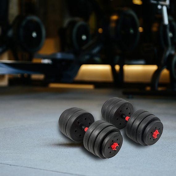 Adjustable Rubber Dumbbell Set Barbell Home GYM Exercise Weights – 40 KG