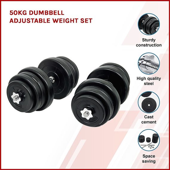 Dumbbell Adjustable Weight Set – 50 KG