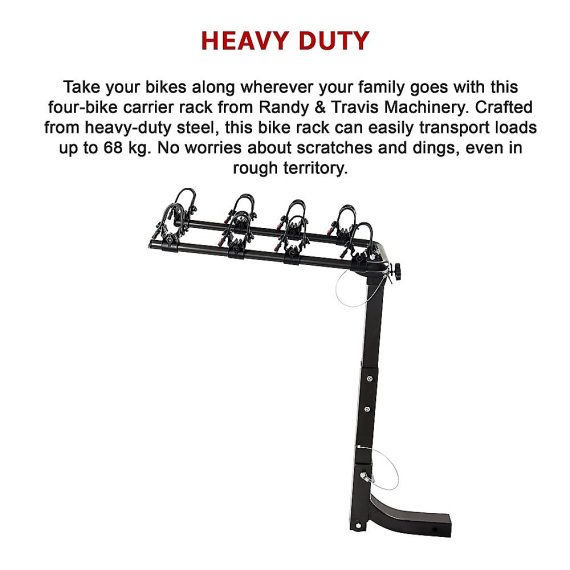 Premium 4-Bike Carrier Rack Hitch Mount Swing Down Bicycle Rack W/ 2″ Receiver