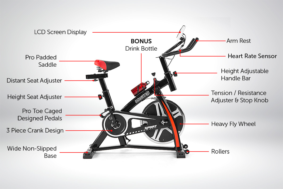 Powertrain Home Gym Flywheel Exercise Spin Bike