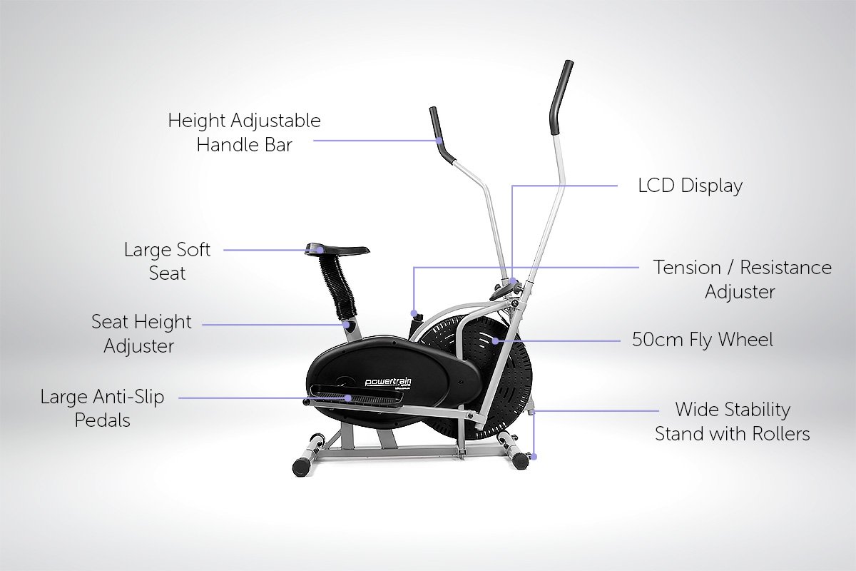 Powertrain 2-in-1 Elliptical Cross Trainer and Exercise Bike