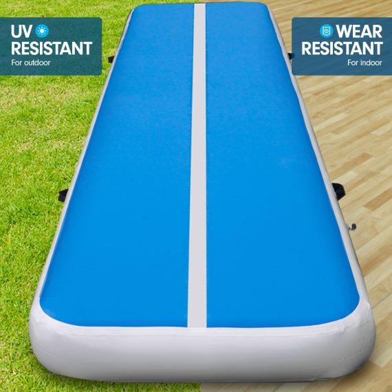 Air Track Inflatable Tumbling Gymnastics Mat – 3 x 1 M, Blue and White