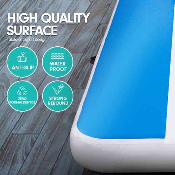 Air Track Inflatable Tumbling Gymnastics Mat – 7 x 1 M, Blue and White
