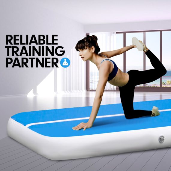 Air Track Inflatable Tumbling Gymnastics Mat – 7 x 1 M, Blue and White