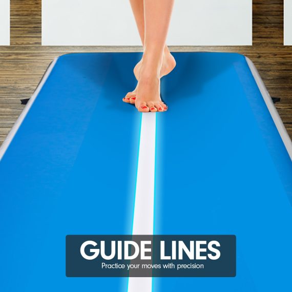 Air Track Inflatable Tumbling Gymnastics Mat – 7 x 1 M, Blue and White