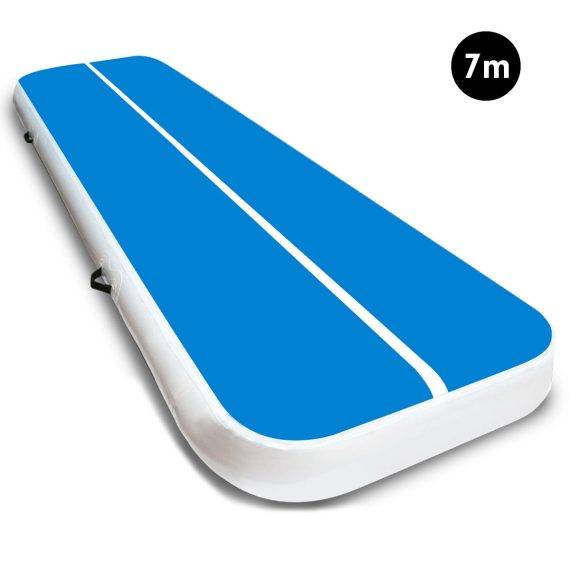 Air Track Inflatable Tumbling Gymnastics Mat – 7 x 1 M, Blue and White