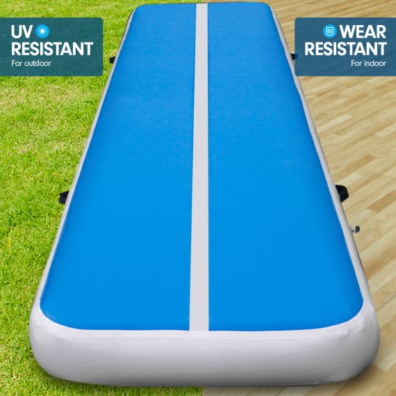 Air Track Inflatable Tumbling Gymnastics Mat – 7 x 1 M, Blue and White