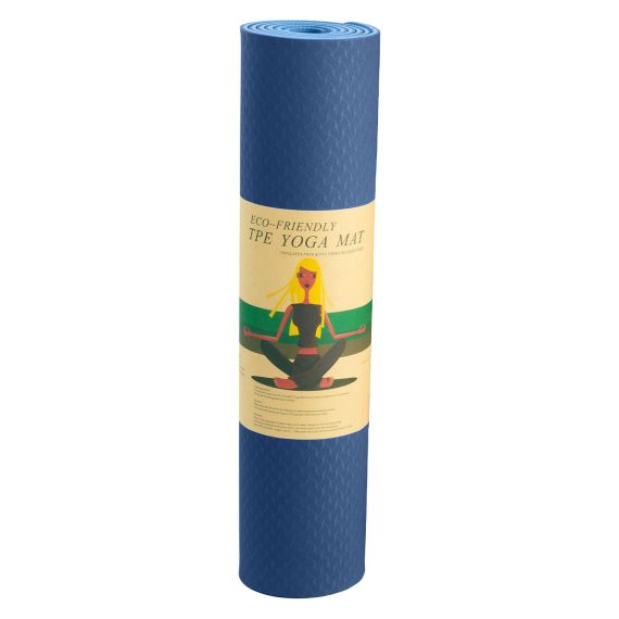 Powertrain Eco-Friendly TPE Pilates Exercise Yoga Mat – Dark Blue, 8 mm