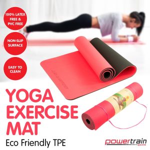 Powertrain Eco-Friendly TPE Pilates Exercise Yoga Mat – Red, 8 mm