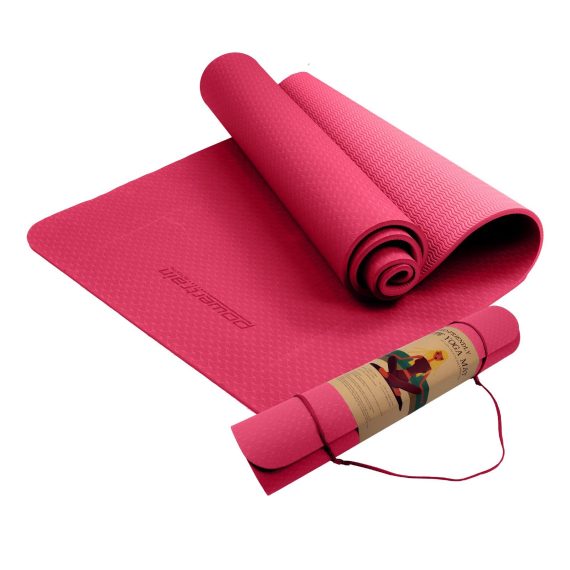 Powertrain Eco-Friendly TPE Pilates Exercise Yoga Mat – Rose Pink, 6 mm