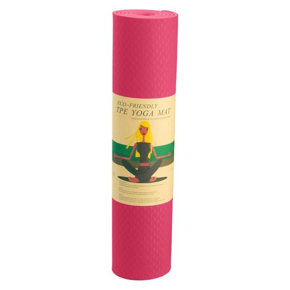 Powertrain Eco-Friendly TPE Pilates Exercise Yoga Mat – Rose Pink, 6 mm